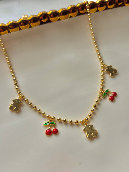 “Cherry Bear Necklace”